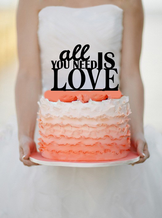 Свадьба - All You Need Is LOVE Wedding Cake Topper Monogram cake topper Personalized Cake topper Acrylic Cake Topper