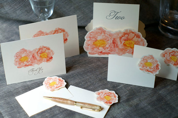 زفاف - Table Number Tents- Coral pink Peony - Decoration for Events, Weddings, Showers, Parties