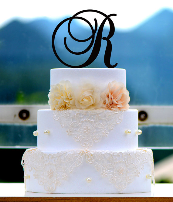 Wedding - Wedding Cake Topper Monogram Mr and Mrs cake Topper Design Personalized with YOUR Last Name 014