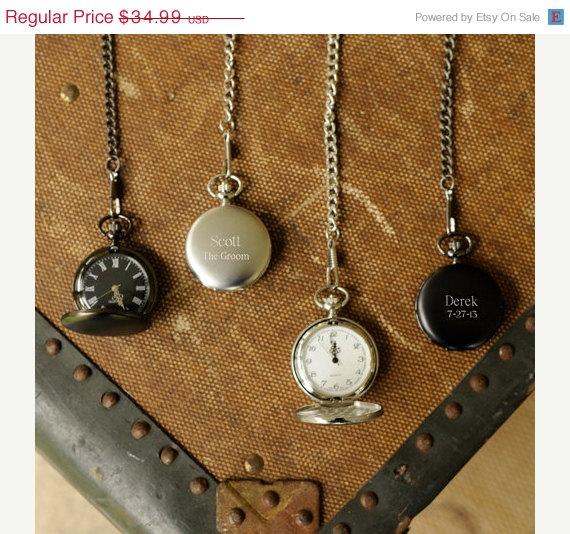 Hochzeit - On Sale Engraved Pocket Watch - Personalized Pocket Watch  Groomsmen Gift - Father's Day Gift