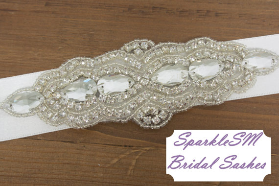 Wedding - Rhinestone Crystal Bridal Belt Sash, Wedding Sash Belt, Bridal Accessories, Crystal Belt Sash Custom Bridal Sash - Elizabeth