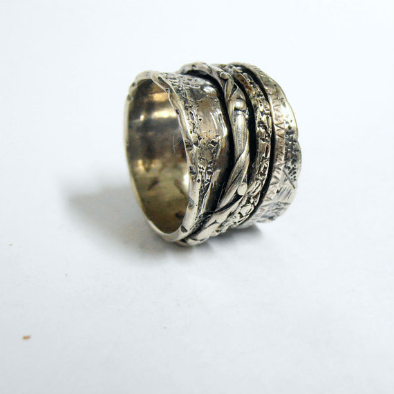 Свадьба - Sterling Silver 3 Band Spinning Rings, Unisex Spinning Silver Ring, Israeli Jewelry, Statement Ring, Wedding Band, Unisex Spinning Ring