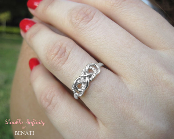 زفاف - Diamond Infinity Knot Ring, Infinity Diamond Ring, Double Infinity Knot Diamond Ring, Double Knot Diamond Engagement Ring