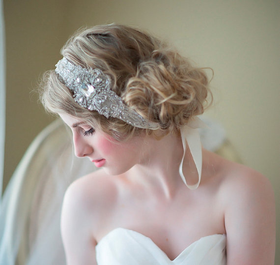 Hochzeit - Bridal Headband,  Ivory Rhinestone Headband, Wedding Headpiece, Wedding Hair Accessory