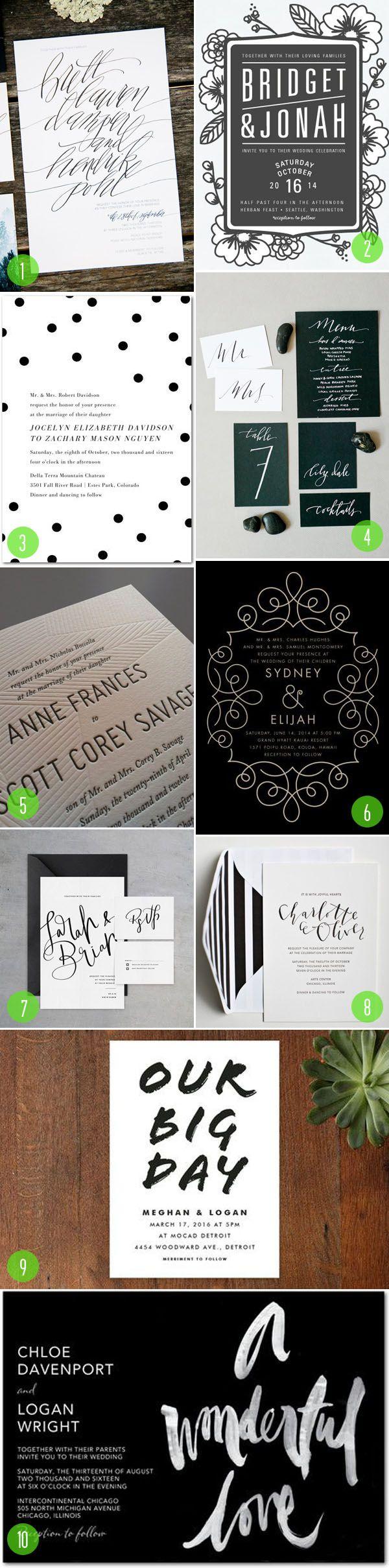 Mariage - Top 10: Black And White Invitations