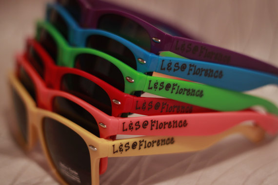 Hochzeit - Set of Rainbow Wedding favor personalized sunglasses for outside ceremony/reception/photo booth/beach wedding