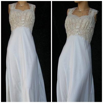 Wedding - Vintage 40s 50s 1950s Bridal Wedding Honeymoon Fischer Heavenly Lingerie Silk Nylon Dress Nightgown Lace New Pinup