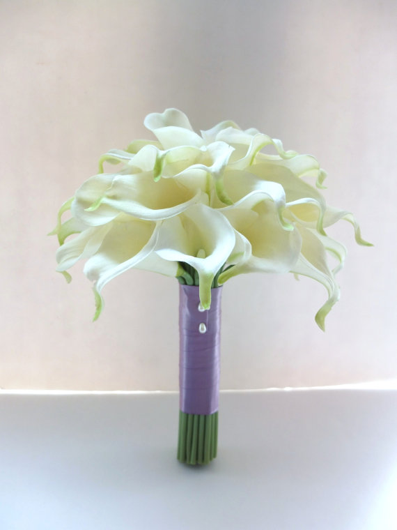 زفاف - Ivory Calla Lily bouquet, Bridal Bouquet, wedding bouquet