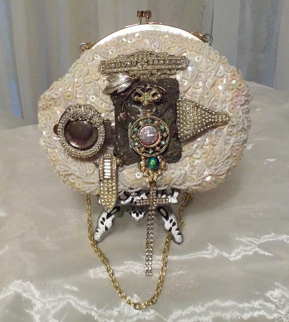 Mariage - Wedding Steampunk Purse, Beaded Beauty Formal Bag, Haute Evening clutch, One of a Kind by Marelle Couture