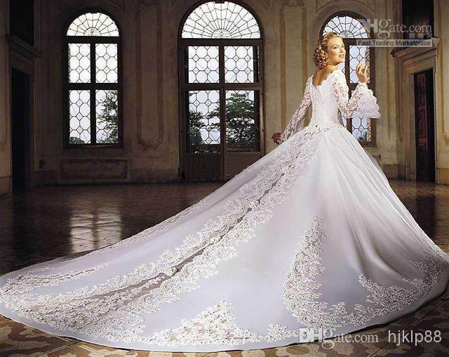 زفاف - Ivory Off the Shoulder Ball Gown Wedding Dresses with Lace Long Sleeves & Cathedral Train JM035 Online with $178.19/Piece on Hjklp88's Store 