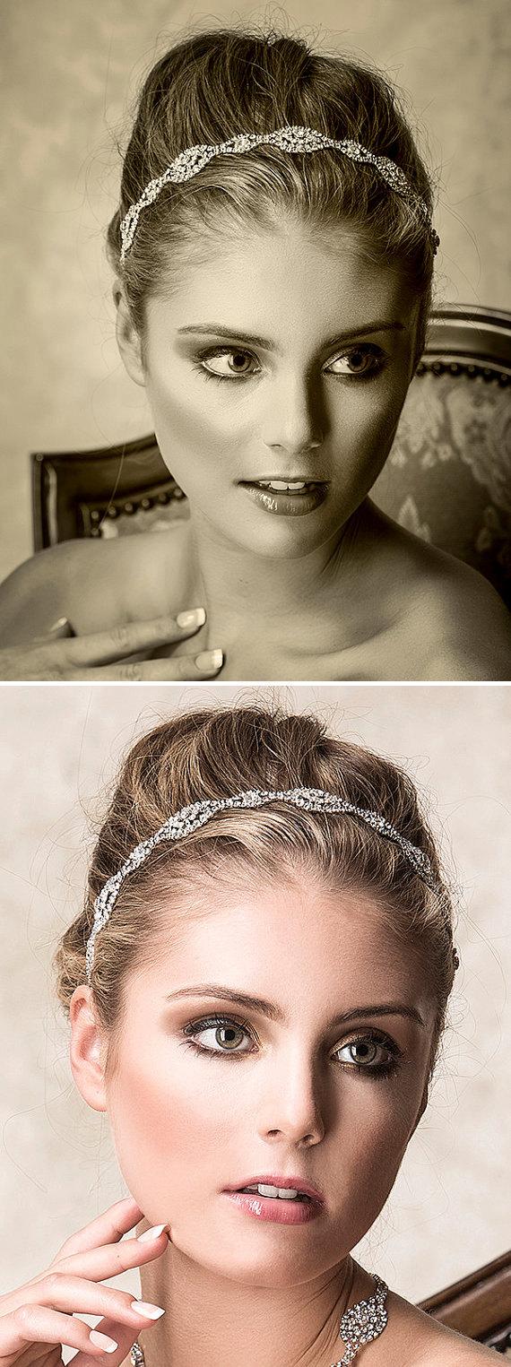 Свадьба - Bridal Hair Accessories, Swarovski Crystal Headband, Wedding Headpiece, Art Deco Hair Bandeau, Vintage Style Headpiece Jewelry (JACQUELINE)