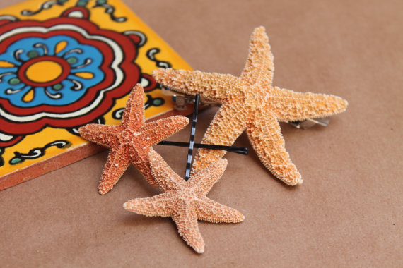 Свадьба - Baja Starfish Package, Starfish Hair Clip, starfish bobby pins, beach weddings, mermaid costume , nautical accessories