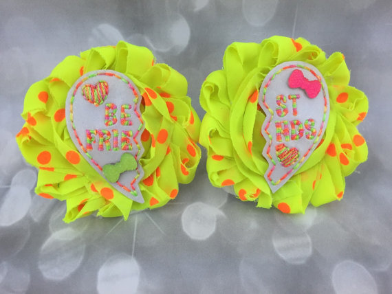 Mariage - Neon BFF Best Friends Matching Fluffy Floral Pet Collar Flower - Cat Dog Accessory