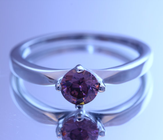 Mariage - Genuine Alexandrite and Titanium solitaire ring - engagement ring - wedding ring