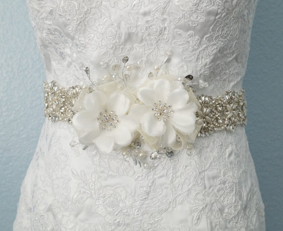زفاف - Wedding Belt, Bridal Belt, Sash Belt, Crystal Rhinestone Belt, Style 165