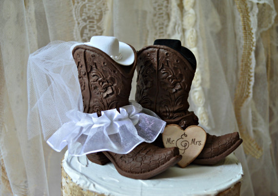 Hochzeit - Western cowboy boots wedding cake topper-western wedding-western wedding cake topper-cowboy boot topper