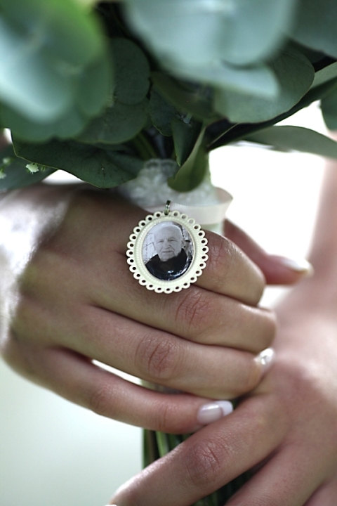 Hochzeit - Ivory Memorial Photo Bouquet Charm #24 - CUSTOM Oval Wedding Off-White Shabby Chic French Cottage