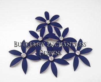 Свадьба - Bridal Hair Accessories, Nautical Beach Wedding Hair Piece, Something Blue Hair Flowers - 6 Navy Blue Harlow Spider Orchid Flower Hair Pins
