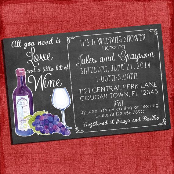 زفاف - Printable Wine theme Couples/Coed Wedding Shower Invitation- I design You print