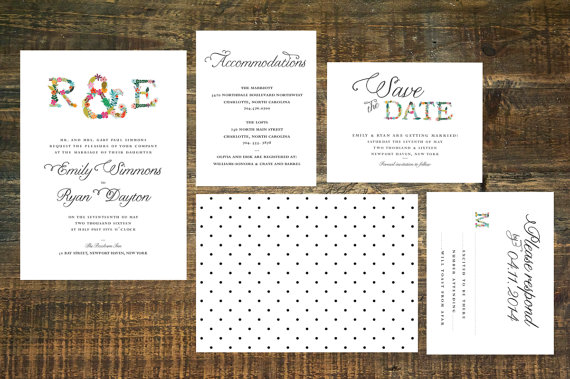 Wedding - Printable Wedding Invitation - Floral Monogram, Custom Wedding, Spring Wedding, Calligraphy,  DIY Invitation, Floral Invitations, Invite