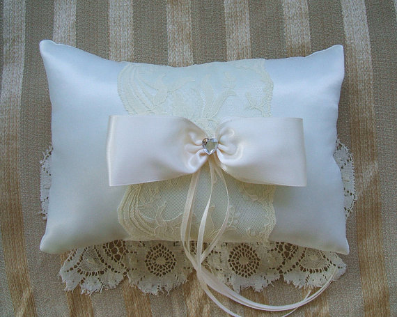 Wedding - Wedding  Ring Bearer Pillow "EXTRAVAGANZA""Available in Ivory or white