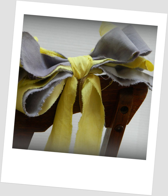 Wedding - Pearl and Daffodil -Cotton ribbons -  - Weddings, aisle markers, bouquets, shabby chic weddings, rustic weddings