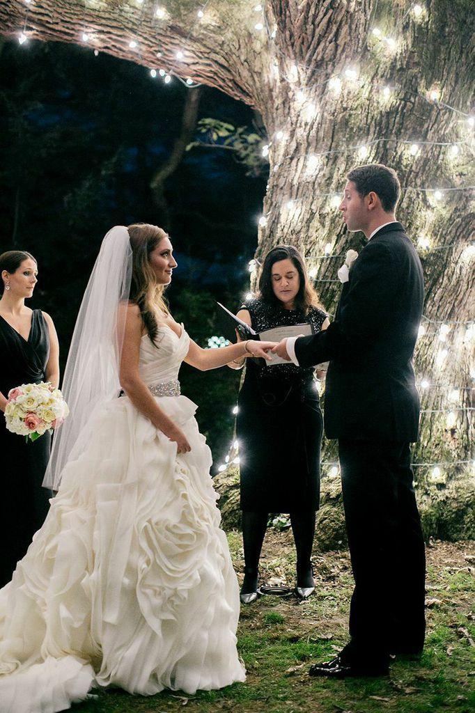 Hochzeit - Moonlight Pennsylvania Wedding Under A Sparkling Tree At Aldie Mansion