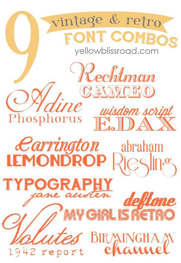 Свадьба - Vintage & Retro Inspired Free Font Combinations