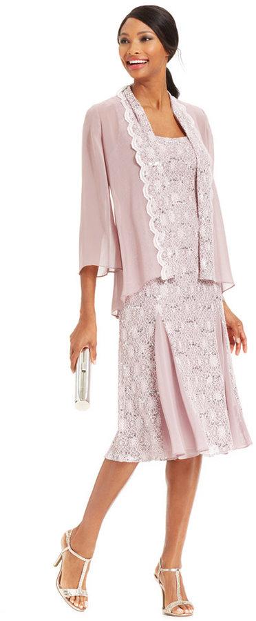 Hochzeit - Alex Evenings Sequin Lace Pleated Dress and Jacket