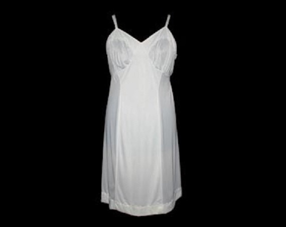 زفاف - Classic White Full Slip - Size 14 15 - Bust 42.5 - Waist 35.5 - XL - Lingerie - Timeless - Everyday Vintage Slip - Deadstock 38774-1