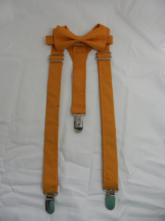 Mariage - ON SALE - Tangerine Orange Suspenders and  Bow Tie Set - Sizes Newborn - Adult. Perfect for your Wedding.Free Shipping for 3 or more sets.