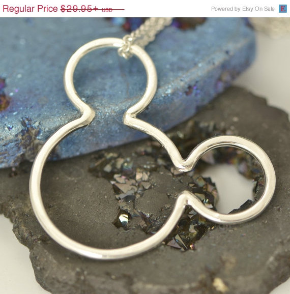 Wedding - Wedding Sale Mickey Mouse Pendant - Disney Jewelry - Mickey Mouse Necklace - Argentium Sterling Silver - Handmade