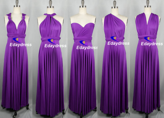 Hochzeit - Weddings Wrap Infinity Convertible Dress Full Length Purple Evening Party Formal Bridesmaid Dress
