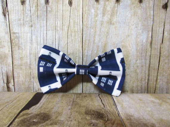 زفاف - Dr Who - Blue Tardis Bow Tie, Clip, Headband or Pet