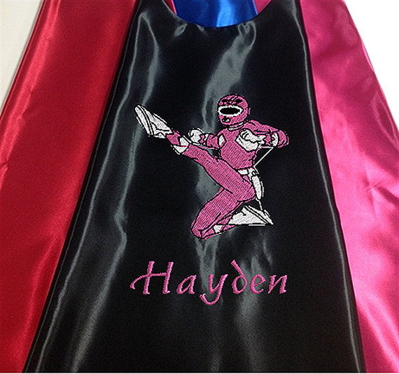 Wedding - Super Hero Cape, Kids  Capes   Embroidered Pink Power Ranger Personalized with Name