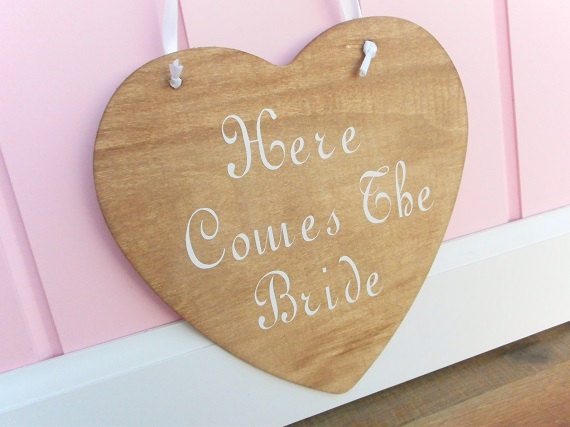 Wedding - Rustic Here Comes The Bride Sign And They Lived Happily Ever After Sign Wood Heart Wedding Sign Rustic Wedding Sign Rustic Wedding Decor