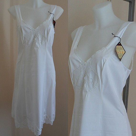 Mariage - Free Shipping, Vintage 1970s Gay Lure White Full Slip, Vintage Slip, Vintage White Slip, New Dead Stock, White Full Slip, Vintage Lingerie