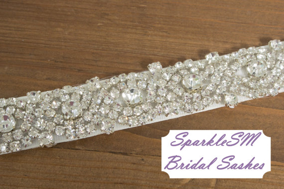 Hochzeit - Bridal Sash Belt Bridal Sash Wedding Dress Crystal Rhinestone Bridal Belt - Bailey