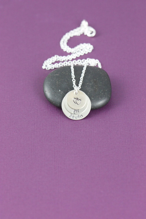 زفاف - SALE - Heart Jewelry - Personalized Layered Necklace - Wedding Gift - Stacked Jewelry - Keepsake - Custom Engraved Names - Bridal Present