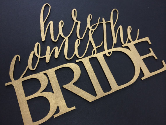 Wedding - Here Comes the Bride Sign, Laser Engraved, Country, Shabby Chic Signs, Ring Bearer Sign, Here Comes the Bride Sign, Cute Sign, Flower Girl