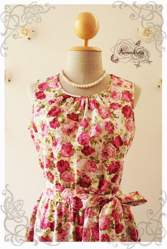 زفاف - DARLING TEA DRESS : Floral Dress sleeveless dress floral sundress  dress Party Dress Floral Bridesmaid Dress- Size xs-xl
