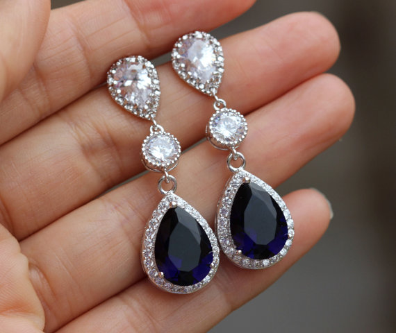 زفاف - blue wedding earrings sapphire earrings  bridal earrings sapphire jewelry