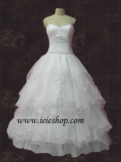 Wedding - Strapless Sweetheart Princess Organza Ruffle Wedding Dress 