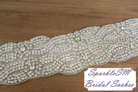 Hochzeit - Wide Rhinestone Crystal Bridal Belt Sash, Wedding Sash Belt, Bridal Accessories, Crystal Belt Sash Bridal Belt Bridal Sash- Marley