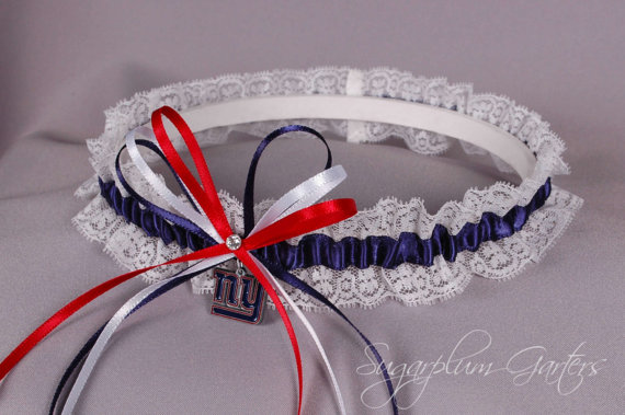 Wedding - New York Giants Lace Wedding Garter - Ready to Ship