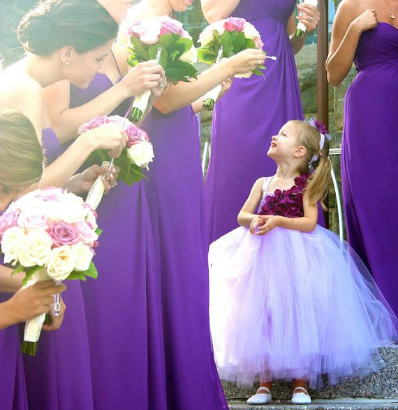 Свадьба - Flower girl dress. Gorgeous Plum Hydrangeas and Lavender TuTu Dress. wedding. flower girl dress.
