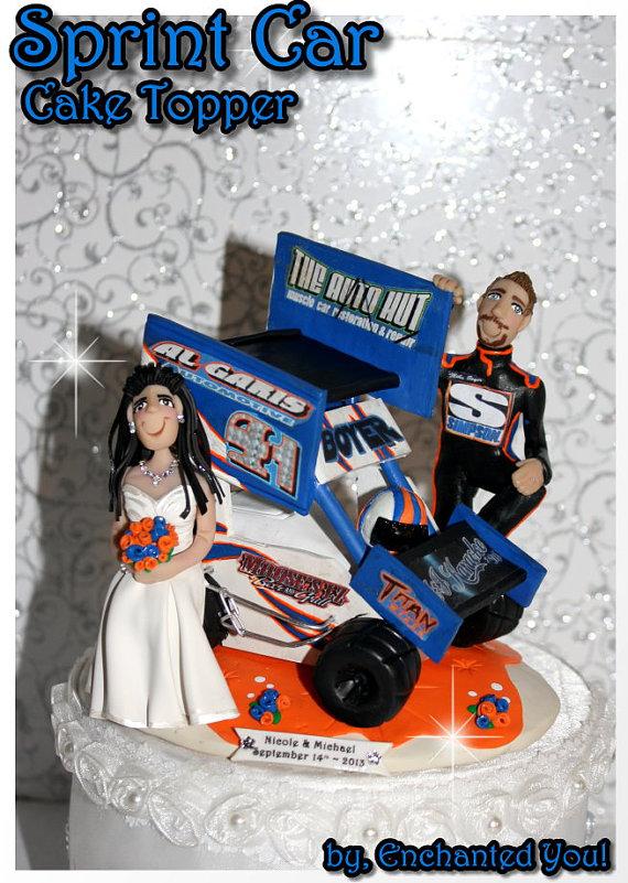 Hochzeit - Sprint Car Wedding Cake Topper, Persoanlized, Custom