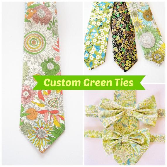 Hochzeit - Green Liberty of London Tie,custom green necktie, mint groomsmen tie, floral necktie, mint tie, groomsmen tie set, mint wedding tie, mint