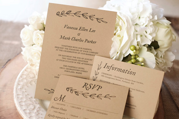 زفاف - Printable Wedding Invitation Set, Rustic wedding invitation, INSTANT DOWNLOAD - Editable Text - Rustic Branch, 5 x 7 and 3.5 x 5, PDF