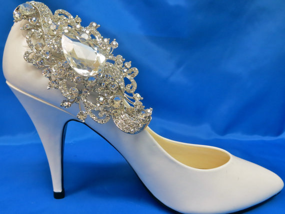 زفاف - Bridal Wedding Shoes, Wedding Bridal Shoes, Rhinestone Crystal Shoes, Art Deco Wedding, Art Deco Bride, 1920s Style Shoes, Art Deco Shoes